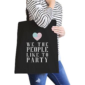 We The People Black Canvas Tote Bag Funny 4th of July Design Bag