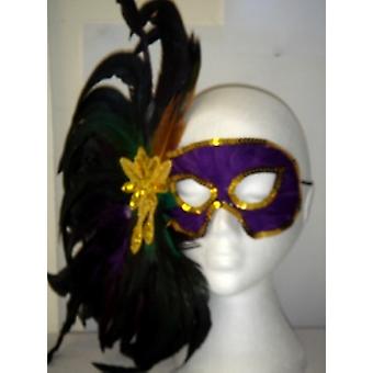 Lila Augenmaske mit Federn (1)