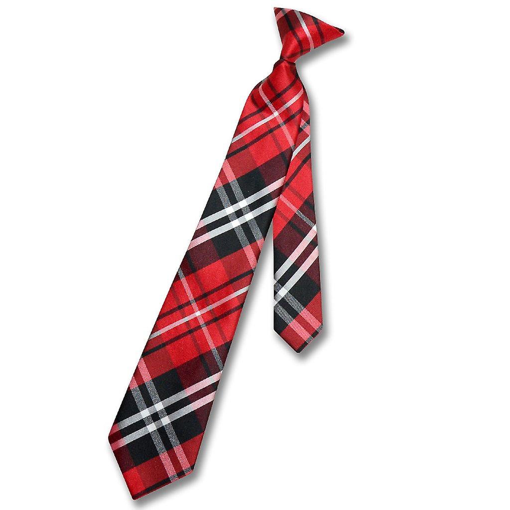 vesuvio napoli boys clip-on necktie plaid youth neck tie